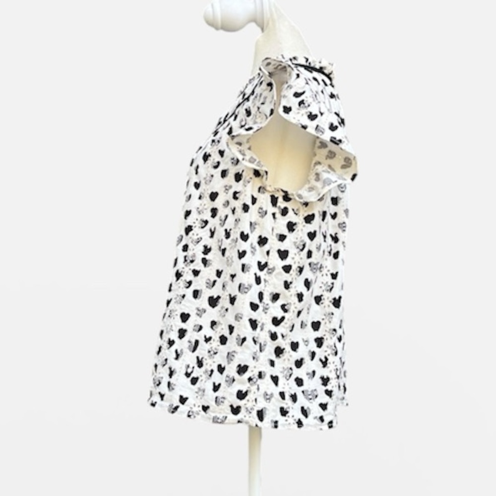 Voy Eyelet Ruffle Embroidered Blouse in Black/White Size Medium - Picture 2 of 8